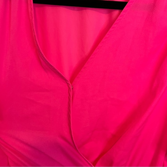 Vince Camuto Tiered NEON Pink Layered Flattering Midi Dress- Size Large NWT's - Picture 4 of 12